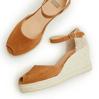 Castell MARI BABY FOR WOMEN Espadrille Heels Alpargatas Open Toe - Finest Leather Soft Padded Insole