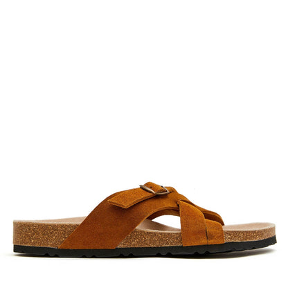 Castell KEY WEST FOR MEN Sandal Slide on Flats - Finest Leather Extra Soft Padded Insole