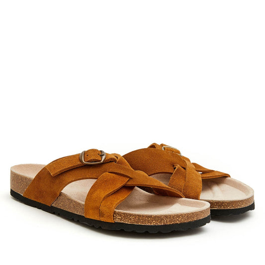 Castell KEY WEST FOR MEN Sandal Slide on Flats - Finest Leather Extra Soft Padded Insole